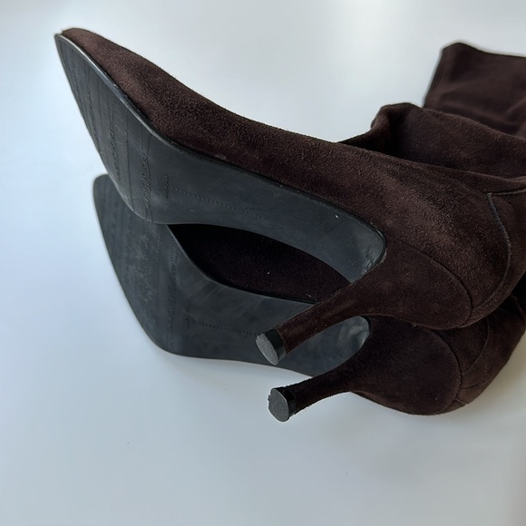 Stuart Weitzman Brown Suede Stiletto Sock Boot Sz 8 - Picture 8 of 14